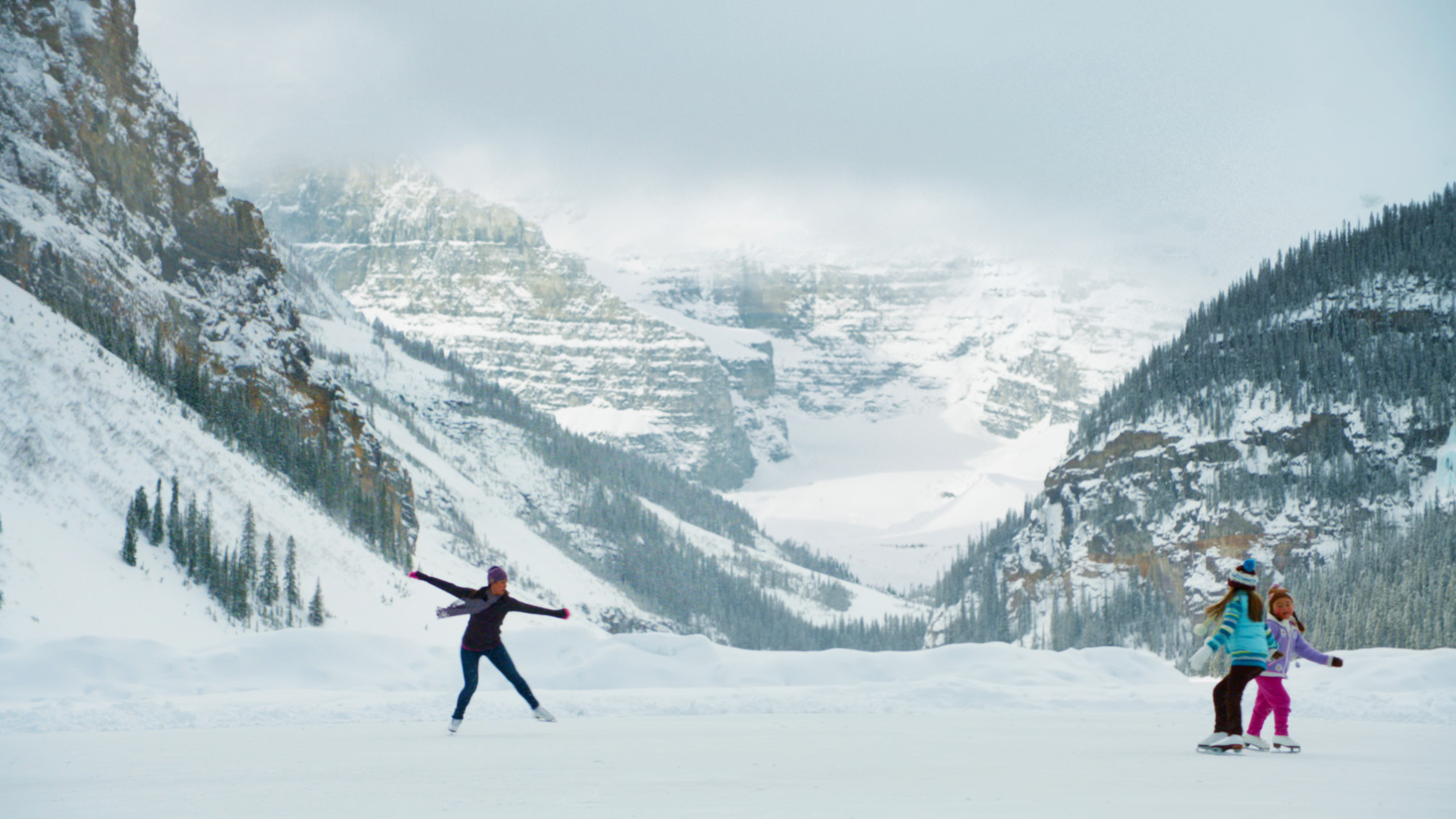 ice skating on lake louise