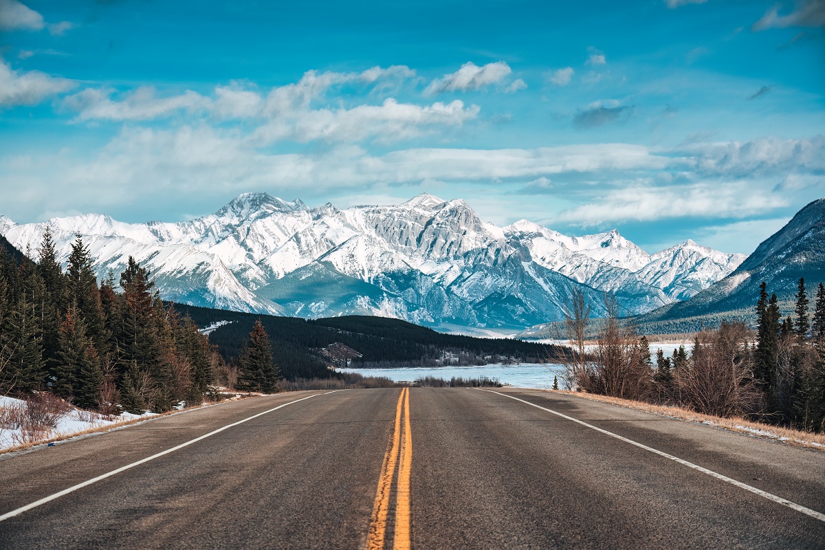A highway in Canada’s Rocky Mountains