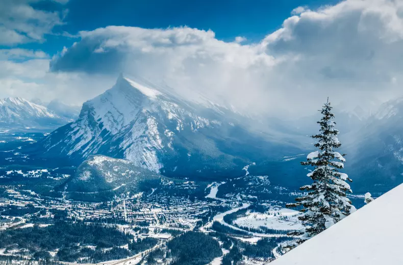 A snowy mountain in Banff