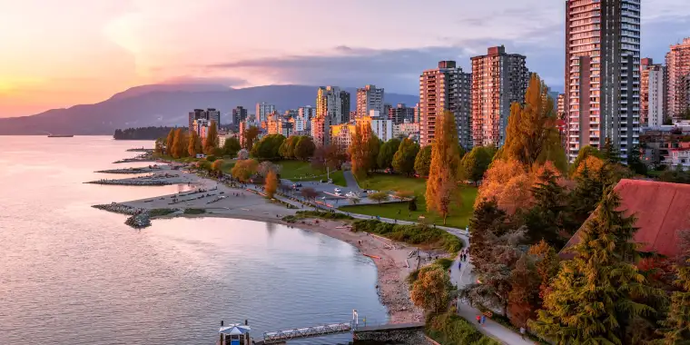 Vancouver skyline aerial view