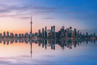 Toronto skyline at dusk