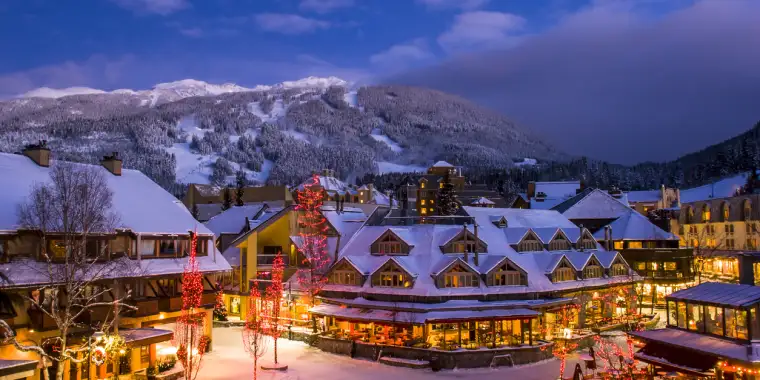 The lights of Whistler village in winter